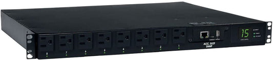 Tripp Lite 1.4kW Single-Phase ATS / Switched PDU with LX Platform Interface, 120V outlets (8 5-15R), 2 5-15P 120V 12ft Inputs, 1U Rack-Mount, TAA, 2 Year Warranty (PDUMH15ATNET ) Black Switched + ATS PDU