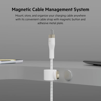 Belkin USB-PD GaN Charger 68W, White &amp; BoostCharge Pro Flex Braided USB Type C to C Cable (2M/6.6FT), USB-IF Certified Power Delivery PD Fast Charging Cable White Standalone Charger + Cable White