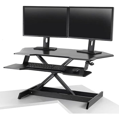 Ergotron – WorkFit Corner Standing Desk Converter, Dual Monitor Sit Stand Ergonomic Desk Riser for Tabletops – 44.8 Inch Width, Black