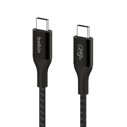 Belkin BoostCharge USB-C to USB-C Power Cable (2M, 6.6ft), Fast Charging Cable with 240W Power Delivery, USB-IF Certified, Compatible with MacBook Pro, Chromebook, Samsung Galaxy, iPad, & More - Black 2M Black