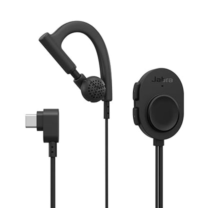 Jabra Perform 10 Wired PTT Earpiece with in-Line Clip-On Noise-Cancelling Microphone, Adjustable Ear Hook, Walkie Talkie Earpiece Works with Zello and Zebra, USB-C Connectivity, Black