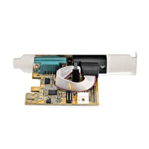StarTech.com 2-Port PCI Express Serial Interface Card, Dual Port PCIe to RS232 (DB9) Serial Card, 16C1050 UART, Low/Full Profile Brackets, COM Retention, for Windows/Linux (21050-PC-SERIAL-LP)