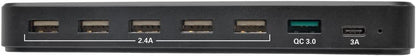 Tripp Lite 7-Port USB Charging Station Hub Quick Charge 3.0, USB-C, Storage, 6.6" x 4.9" x 2.6" (U280-007-CQC-ST)
