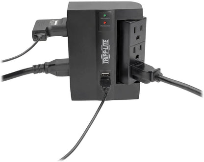 TRIPP LITE 6 Outlet Surge Protector Power Strip, 3 Rotatable Outlets, Wall Tap/Direct Plug in, 1080 Joules, 2 USB Charging Ports, Limited Warranty &amp; $20, 000 Insurance (SWIVEL6USB)