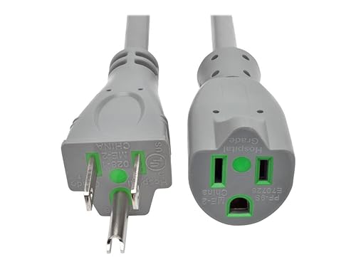 Tripp Lite P024-006-GY-HG 6ft Hospital Medical Power Extension Cord 5-15P HG 5-15R HG 120V 15A Gray 6' 6 ft.
