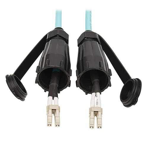 Tripp Lite 10Gb Fiber Patch Cable, Industrial Duplex Multimode 50/125 OM3 Fiber Optic, LC to LC Fiber Cable, IP68, Aqua, 10 m (32.8 ft) (N820-10M-IND)