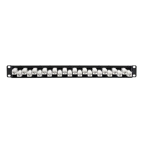 Tripp Lite N254-024-6A-of 24-Port Cat6a Cat6 Cat5e Feed-Through Patch Panel Offset with Cable Management Bar RJ45 Ethernet 1URM TAA 24-Port Cat6a (Offset & Cable Management)