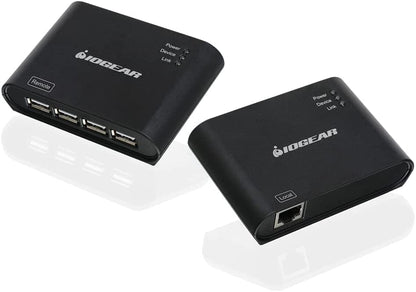 Iogear USB 2.0 4 Port USB Extender - Up To 165Ft - Cat5, Cat5e or Cat6 Ethernet - High Speed (480Mbps) - Plug-n-Play - TAA compliant - Windows - MacOS - GUCE64
