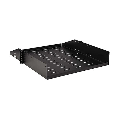 Tripp Lite 2U Universal Mount Server Rack Enclosure Shelf, Black Steel, Vented Airflow Design, Mount Hardware Included, 21.7 inch Depth, 100 lbs / 45 kg Capacity, 5-Year Warranty (SRSHELF2PUNIV)