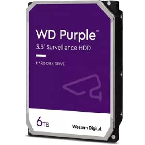 Western Digital Purple WD63PURZ 6 TB Hard Drive - 3.5 Internal - SATA (SATA/600) - Conventional Magnetic Recording (CMR) Method