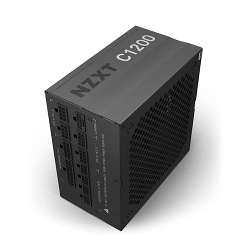 NZXT C1200 PSU - 1200 Watt Gaming PC Power Supply – ATX 3.0 – PCIe 5.0 12VHPWR Connector – 80 Plus Gold Efficiency – Fully Modular – Zero Fan Mode – Black Sleeved Cables – 10 Year Warranty – Black C Series 1200W Gold