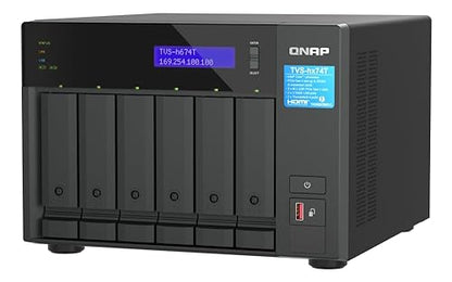 QNAP TVS-h674T-i5-32G-US 6 Bay High-Speed Desktop NAS with Intel 12th Gen Core i5 6-core CPU, 32GB DDR4 Memory, Thunderbolt 4 and 2.5GbE connectivity (Diskless)
