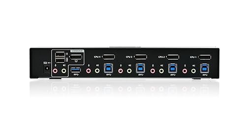 IOGEAR 4-Port Cinema 4K DisplayPort 1.2 KVMP Switch with USB 3.1 Gen Hub and Audio – w/Full Set of Cables (GCS1934 TAA Compliant) 4-Port with 3.0 Hub W/Full Set of Cables Cinema 4k