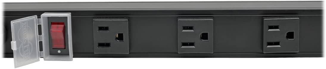 Tripp Lite 16 Outlet Power Strip, 120V, 15A, NEMA 5-15R, 5-15P Plug with 15' Cord, Vertical, Metal, Black, 48" (PS4816B) 16 Outlet (Black) Power Strip