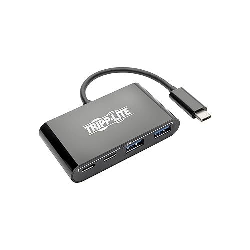 Tripp Lite USB C Hub Adapter Converter Portable w 2X USB Type C & 2X USB-A Thunderbolt 3 USB-C Black