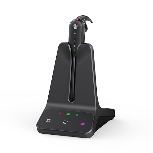 Yealink DECT Wireless Headset WH63 E2 UC,Single Ear (Mono) Convertible Office Headset with Noise Canceling Mic, 607Ft Range,3 Wearing Styles,Connects to Desk Phone and Computer