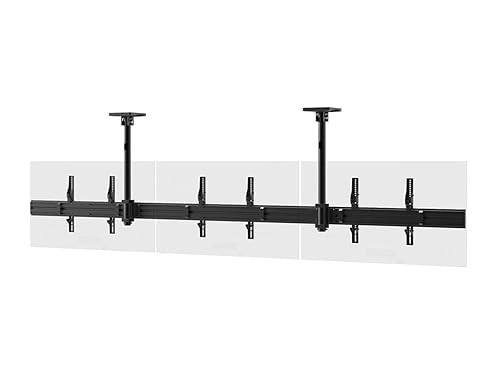 Monoprice 3x1 Menu Board Ceiling Mount for Screens Between 32in to 65in, Adjustable Tilt, Max Weight 66 Lbs Per Screen, VESA Patterns Up to 600x400, Steel Construction, Black - Commercial Series