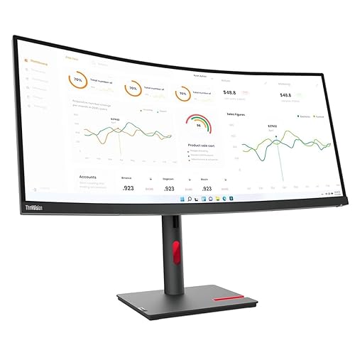 Lenovo ThinkVision T34w-30 34 Class UW-QHD Curved Screen LCD Monitor - 21:9 - Raven Black