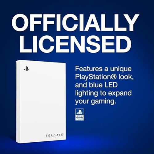 Seagate Game Drive for PS5 External SSD 2TB Solid State Drive - USB 3.2 Officially Licensed White with Blue LED Lighting (STMH2000100)
