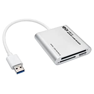 Tripp Lite USB 3.0 SuperSpeed Multi-Drive Memory Card Reader/Writer 5Gbps Aluminum Case (U352-000-MD-AL), Multi Color SD/MS/CF Aluminumn