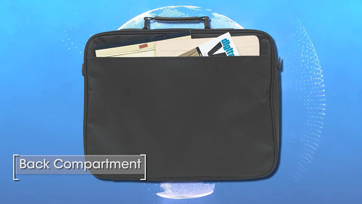 Manhattan 17 Inch Laptop Briefcase Shoulder Bag, Ultra-Lightweight &amp; Padded Compartments, for Carrying Laptop, Notebook, Macbook, Tablet, Black, 3 Yr Mfg Warranty - 421560