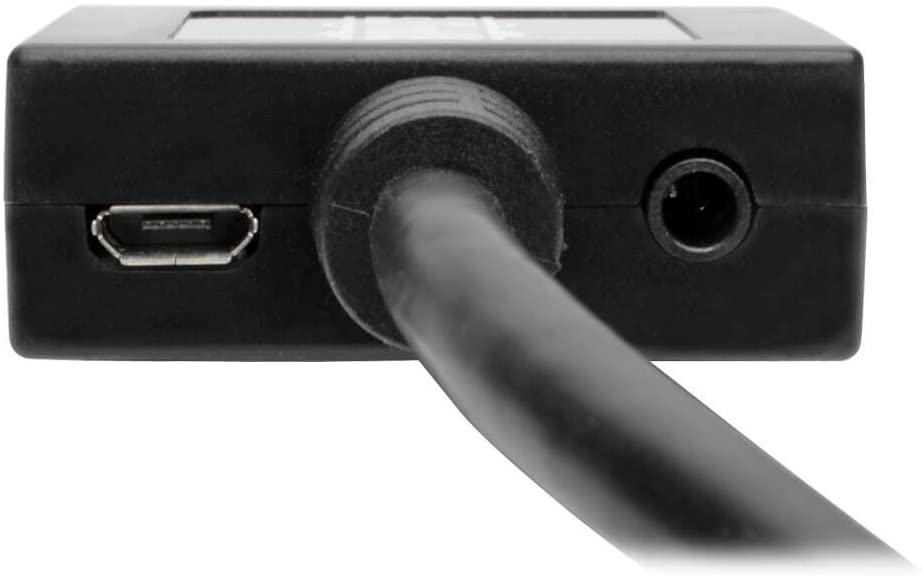 Tripp Lite HDMI to VGA Adapter, 3.5mm Audio Port, 1080p Video, Built-In 6” HDMI cable, for use with Computers, Laptops, Chromebooks, Raspberry Pi Projectors &amp; More (P131-06N), Black HDMI to VGA + Audio