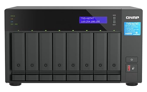 QNAP TVS-h874T-i9-64G-US 8 Bay High-Speed Desktop NAS with Intel 12th Gen CPU, up to 64GB DDR4 Memory, Thunderbolt 4 and 2.5GbE connectivity (Diskless) Thunderbolt 4 NAS 8-bay (Intel core i9)
