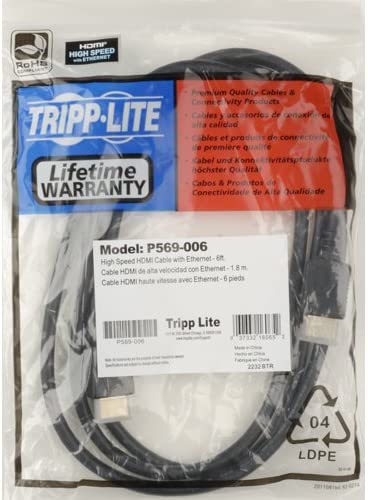 Tripp Lite High Speed HDMI Cable with Ethernet, Ultra HD 4K x 2K, Digital Video with Audio (M/M), 10-ft. (P569-010),Black 10 ft.