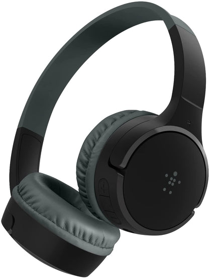Belkin SOUNDFORM Mini Kids Wireless Headphones with Built in Mic, 30 Hours Playtime, Bluetooth 5.0 or Wired Connection, On Ear Headsets for Travel, School - Compatible with iPads, Galaxy, Tablet–Black Black No Case