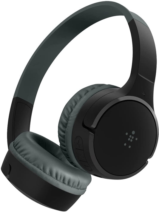 Belkin SOUNDFORM Mini Kids Wireless Headphones with Built in Mic, 30 Hours Playtime, Bluetooth 5.0 or Wired Connection, On Ear Headsets for Travel, School - Compatible with iPads, Galaxy, Tablet–Black Black No Case