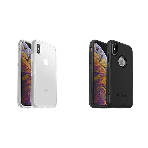 OTTERBOX Symmetry Clear Series Case for iPhone Xs & iPhone X - Retail Packaging - Clear & Commuter Series Case for iPhone Xs & iPhone X - Frustration Free Packaging - Black Clear Case + Case - BLACK