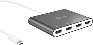 J5 create j5create USB-C to 4 Port HDMI Adapter Hub- Multi Monitor Splitter - Support 4 1080p 60Hz Displays - Compatible with Type-C MacBook and Windows Laptop (JCA366)
