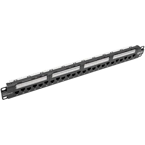Tripp Lite N252-024-6A 24-Port Cat6a Cat6 Cat5e Patch Panel 110 Punchdown with Cable Management Bar RJ45 1URM TAA 24-Port (Cable Management)