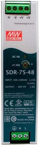 Transition Networks Industrial DIN Rail Mounted Power Supply - DIN Rail Mountable - 48 V DC Output - 76.80 W - 90% Efficiency