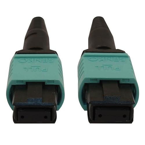 Tripp Lite Multimode Fiber Patch Cable, 50/125 OM3 MTP/MPO (F/F), 12 Fiber, 40/100/400GbE, Aqua LSZH Jacket, 5 Meters / 16.4 Feet, Lifetime Limited Manufacturer's Warranty (N844B-05M-12-P)