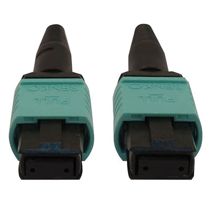 Tripp Lite Multimode Fiber Patch Cable, 50/125 OM3 MTP/MPO (F/F), 12 Fiber, 40/100/400GbE, Aqua LSZH Jacket, 5 Meters / 16.4 Feet, Lifetime Limited Manufacturer's Warranty (N844B-05M-12-P)