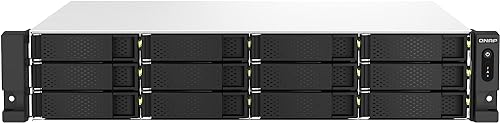 QNAP TS-1264U-RP-8G-US 12 Bay High-Speed Rackmount NAS Intel® Celeron® N5105/N5095 4-Core CPU, 8GB DDR4 Memory and 2.5GbE (2.5G/1G/100M) Network Connectivity (Diskless)