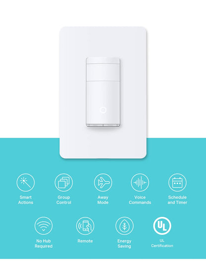 Kasa Smart WiFi Motion Sensor Switch, Single Pole, Needs Neutral Wire, 2.4GHz Wi-Fi Light Switch, Compatible with Alexa &amp; Google Home, UL Certified, No Hub Required(KS200M),White,1-Pack 1-Pack Motion Sensor