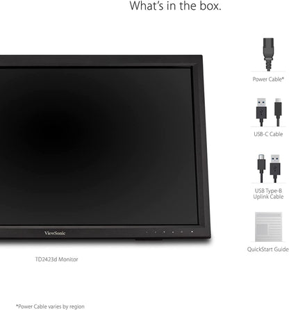 ViewSonic TD2423D 24 Inch 1080p 10-Point Multi IR Touch Screen Monitor with Eye Care HDMI, VGA, USB Hub and DisplayPort 24-Inch Monitor