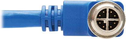 Tripp Lite M12 X-Code Cat6a Shielded Ethernet Cable, Right-Angle M12 Cable, 10G F/UTP CMR-LP (M/M), Industrial IP68, 60W PoE, Blue, 16.4 Feet / 5M, Lifetime Manufacturer's Warranty (NM12-6A3-05M-BL) Right-Angle M12 16.4 ft / 5M