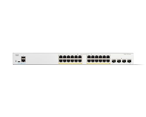 Cisco Catalyst 1300-24FP-4G Managed Switch, 24 Port GE, Full PoE, 4x1GE SFP, Limited Lifetime Protection (C1300-24FP-4G)