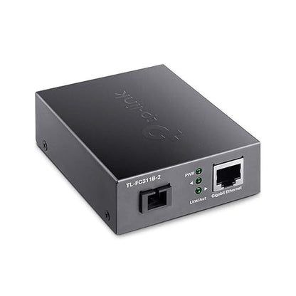 TP-Link TL-FC311B-2 | Gigabit WDM SFP to RJ45 Fiber Media Converter | Fiber to Ethernet Converter | 10/100/1000Mbps RJ45 Port to 1000Base-LX Single-Mode Fiber
