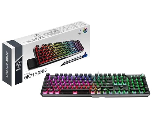 MSI Vigor GK71 Sonic Blue AM Mechanical RGB Gaming Keyboard Sonic Blue Switches Blue VIGOR GK71 SONIC BLUE AM (Newer Model)