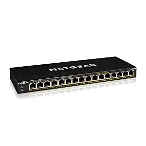 NETGEAR 16-Port Gigabit Ethernet Unmanaged PoE+ Switch (GS316P) - with 16 x PoE+ @ 115W, Desktop or Wall Mount 16 port | 16xPoE+ 115W