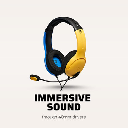 PDP Gaming LVL40 Stereo Headset with Mic for Nintendo Switch - PC, iPad, Mac, Laptop Compatible - Noise Cancelling Microphone, Lightweight, Soft Comfort On Ear Headphones, 3.5mm jack - Yellow &amp; Blue Yellow/Blue Headset