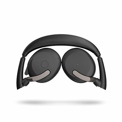 Jabra Evolve2 65 Flex Stereo Headset with Bluetooth, Wireless Charging Pad - Noise-Cancelling Jabra ClearVoice Technology & Hybrid Active Noise Cancellation - Works with Leading UC Platforms - Black USB-A UC
