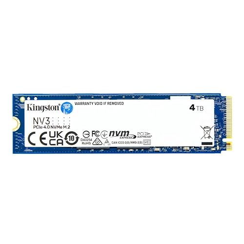 Kingston NV3 4TB M.2 2280 NVMe SSD | PCIe 4.0 Gen 4x4 | Up to 6000 MB/s | SNV3S/4000G