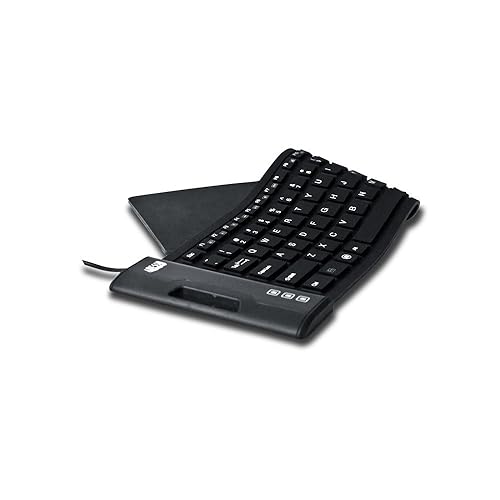 Adesso SlimTouch 222 Antimicrobial Waterproof Flexible Keyboard for Windows 8/7/Vista/XP/2000 (AKB-222UB), Black, Compact Size