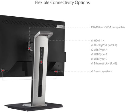ViewSonic VG2456A 24 Inch 1080p IPS Monitor with USB 3.2 Type C with 90W Power Delivery, Docking Built-In, RJ45, 40 Degree Tilt Ergonomics for Home and Office 24-Inch 1080p USB-C