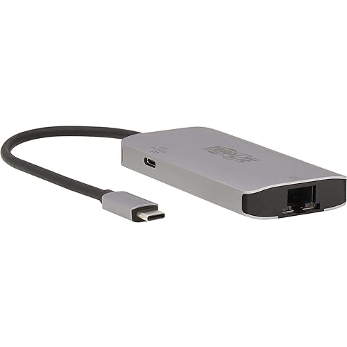 Tripp Lite Three USB-A Ports USB-C Hub, USB 3.2 Gen 1, 5 Gbps Data Transfer, 100W Power Delivery Charging 20V 5A, Gigabit Network Port, Sturdy Aluminum Housing, 3-Year Warranty (U460-003-3AGALC) USB Hub